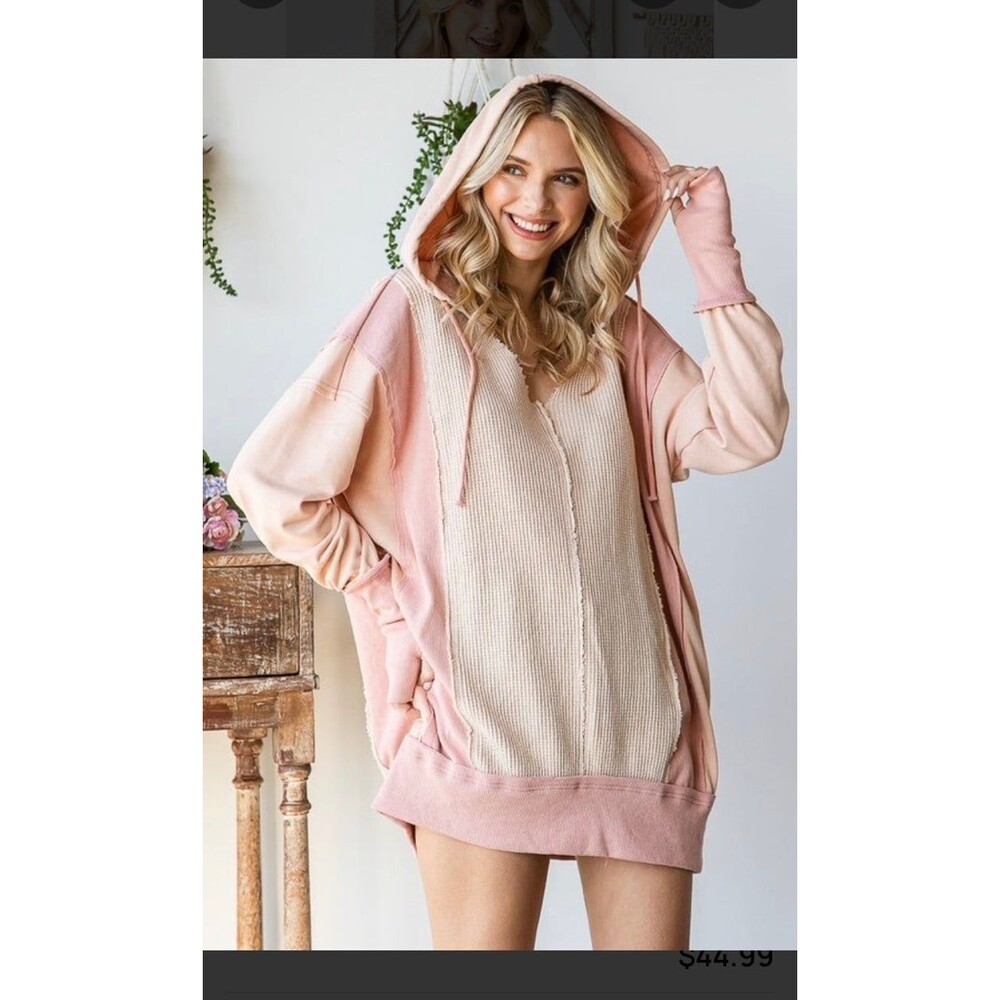 OLI & HALI TOP OLI HALI hoodie Oli and Hali blue pink pockets long sleeve shirt